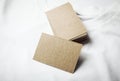 Closeup of blanks craft business cards on white