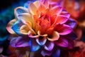 Closeup blossomed flower, multi colored bud, stunning and vibrant Royalty Free Stock Photo