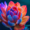 Closeup blossomed flower, multi colored bud, stunning and vibrant Royalty Free Stock Photo