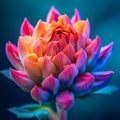 Closeup blossomed flower, multi colored bud, stunning and vibrant Royalty Free Stock Photo