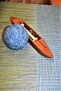 Closeup of Blue green hand-dyed textured warp and weft. Weaving. Handweaving. Textiles. Fiber.