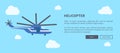 Closeup Blue Helicopter Banner with Place for Text