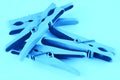 Blue Plastic Clothespins Royalty Free Stock Photo