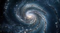 Closeup of a blue spiral galaxy with glowing stars. Generative AI Royalty Free Stock Photo