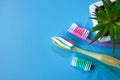 Closeup of blue toothbrush with toothpaste Royalty Free Stock Photo