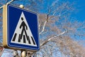 Crosswalk Road Sign with Zebra Crossing in Italy Europe