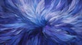 Closeup of blue and white flower with purple feathers powering a