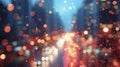 Closeup of blurred city lights showcasing the hustle and bustle of a busy night Royalty Free Stock Photo