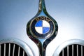 Closeup of the BMW logo design / brand name of on Oldtimer automobile at vintage car event in Berlin Royalty Free Stock Photo