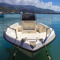 Closeup Boat in Cetraro, Calabria, Italy, Amalfi Coast Italy Europe. Harbor With Boats, Yachts, Clear Transparent Water of the