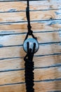 Closeup boat rope and pulley
