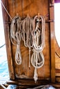 Closeup boat ropes
