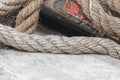 Closeup boat ropes