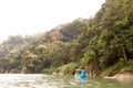 Closeup of boat and view Riverside area of Bitan in Taipei,Taiw