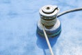 Closeup of a boat winch with ropes Royalty Free Stock Photo