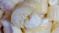 Closeup of boiled cassava,