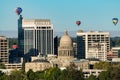 Closeup of Boise skyline with hot air balloons Royalty Free Stock Photo