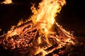 Closeup bonfire at Jewish holiday of Lag Baomer Royalty Free Stock Photo