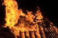 Closeup bonfire at Jewish holiday of Lag Baomer Royalty Free Stock Photo