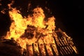 Closeup bonfire at Jewish holiday of Lag Baomer Royalty Free Stock Photo