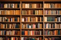 Closeup of books wellorganized on shelves in the bookstore. The concept of education Royalty Free Stock Photo