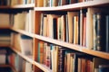 Closeup of books wellorganized on shelves in the bookstore. The concept of education Royalty Free Stock Photo