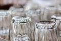 Closeup at bottom of upside down drinking glasses Royalty Free Stock Photo