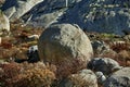 Closeup of boulders and rocks on a mountain in Cape Town, South Africa. Hiking and trekking along rocky, rough path and