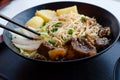 Closeup of a bowl of beef and vegetable stir fry Royalty Free Stock Photo