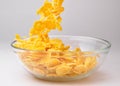 Closeup of a bowl with cereal flakes