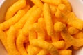 Closeup of a bowl of cheese doodles