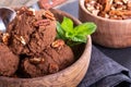 Closeup of a Bowl of Chocolate Ice Cream Royalty Free Stock Photo