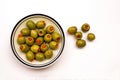 Closeup of a Bowl of Green Stuffed Olives Royalty Free Stock Photo