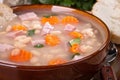 Bowl of Ham and Bean Soup With Carrots Royalty Free Stock Photo