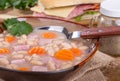 Bowl of Ham and Bean Soup With Carrots Royalty Free Stock Photo