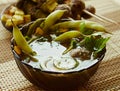 Closeup bowl of haricot soup