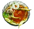 Closeup bowl of haricot soup with teftel