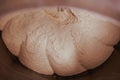 Closeup of a bowl of kneaded dough