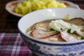 Closeup of a bowl of noodle soup