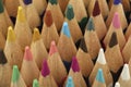 A closeup of brand new colorful crayons Royalty Free Stock Photo