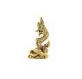 Closeup small brass king naga statue isolated on white background Royalty Free Stock Photo