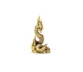 Closeup small brass king naga statue isolated on white background Royalty Free Stock Photo