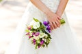 Closeup of brides flowers on wedding day Royalty Free Stock Photo