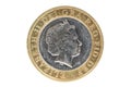 Closeup of british 2 pounds coin