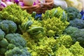 Closeup of broccoli and broccoflower