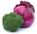 Closeup of broccoli with red cabbage Royalty Free Stock Photo