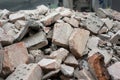 broken bricks stack in demolition site Royalty Free Stock Photo