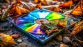 CloseUp of a Broken Compact Disc Case Buried in the Ground A Macabre Microcosm of Decay Royalty Free Stock Photo