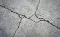 Closeup of broken or damaged cement floor