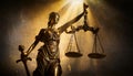 Bronze Statue of Themis - Goddess of Justice Holding Law Scales - Generative Ai